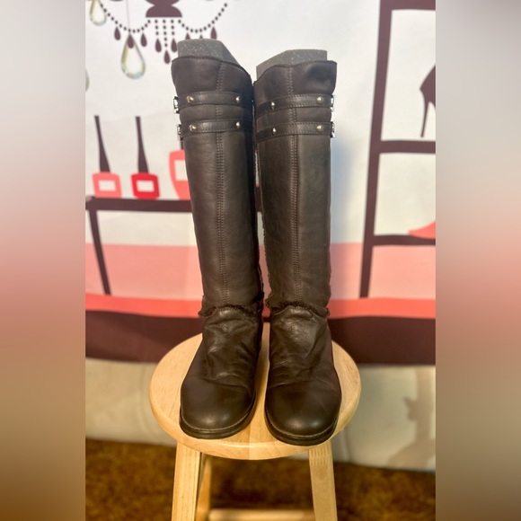 JIMMY CHOO Harvest Napa Shearling Brown Leather Calf Knee Boots AWESOME STEAL! - Picture 3 of 14